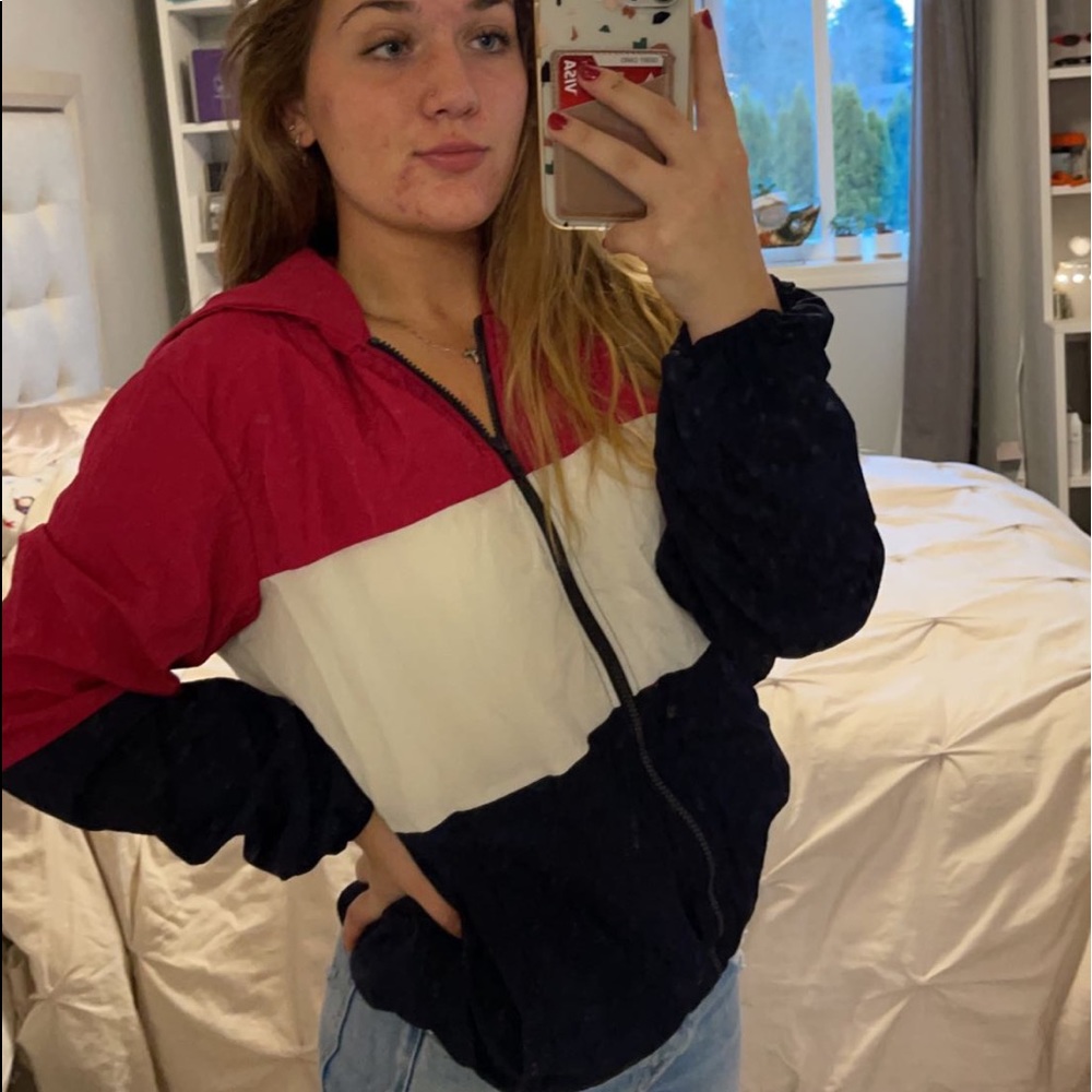 red white and blue 90’s themed jacket !